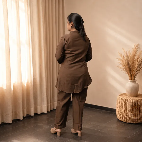 Women’s_Cocoa_Brown_Shawl_Collar_2-Piece_Co-ord_Set_with_Embroidery