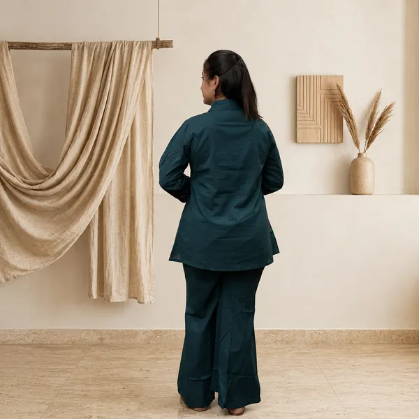 Women’s_Teal_Tulip_Patterned_2-Piece_Cotton_Co-ord_Set