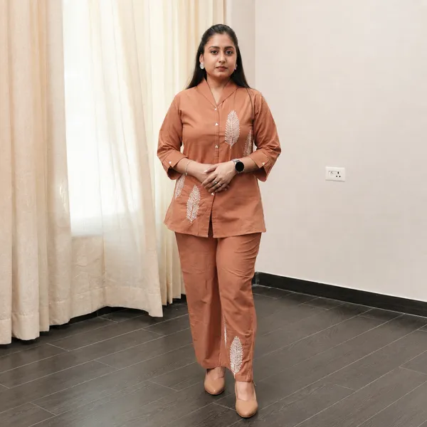 Women’s_Peach_Botanical_Leaves_2-Piece_Co-ord_Set