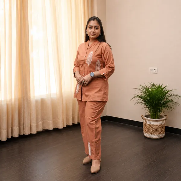 Women’s_Peach_Botanical_Leaves_2-Piece_Co-ord_Set