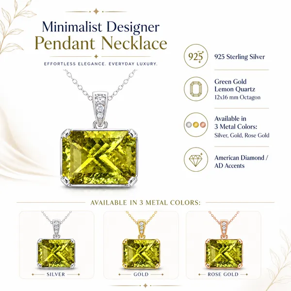 Lemon_Quartz_Pendant_Necklace_925_Sterling_Silver,_12x16mm_Octagon_Yellow_Gemstone_Pendant,_Gift_for_Her_Mom