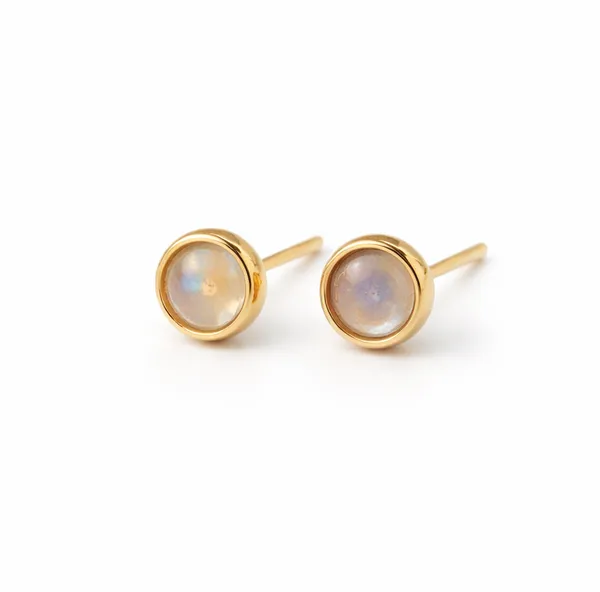 4mm_Round_Opal_Stud_Earrings,_Bezel_Set_Sterling_Silver,_Minimalist_Gemstone_Jewelry