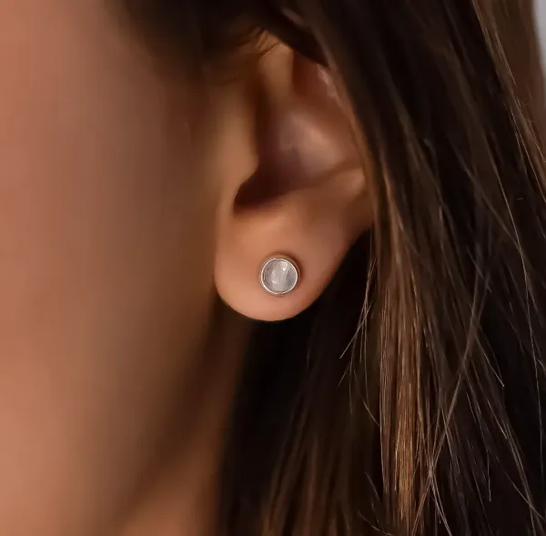 4mm_Round_Opal_Stud_Earrings,_Bezel_Set_Sterling_Silver,_Minimalist_Gemstone_Jewelry