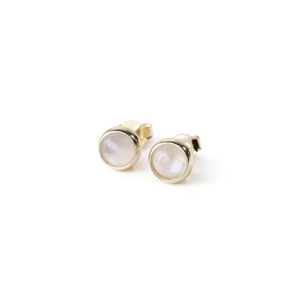 4mm_Round_Opal_Stud_Earrings,_Bezel_Set_Sterling_Silver,_Minimalist_Gemstone_Jewelry