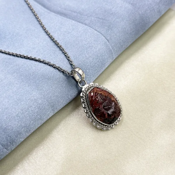 Natural_Tourmaline_Carved_Pendant_925_Sterling_Silver,_Handmade_Gemstone_Necklace,_Vintage_Style_Silver_Jewelry,_Gift_for_Her