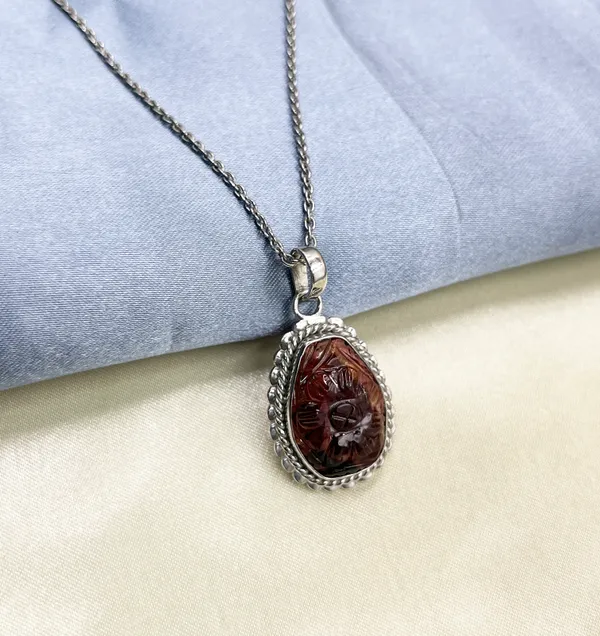 Natural_Tourmaline_Carved_Pendant_925_Sterling_Silver,_Handmade_Gemstone_Necklace,_Vintage_Style_Silver_Jewelry,_Gift_for_Her
