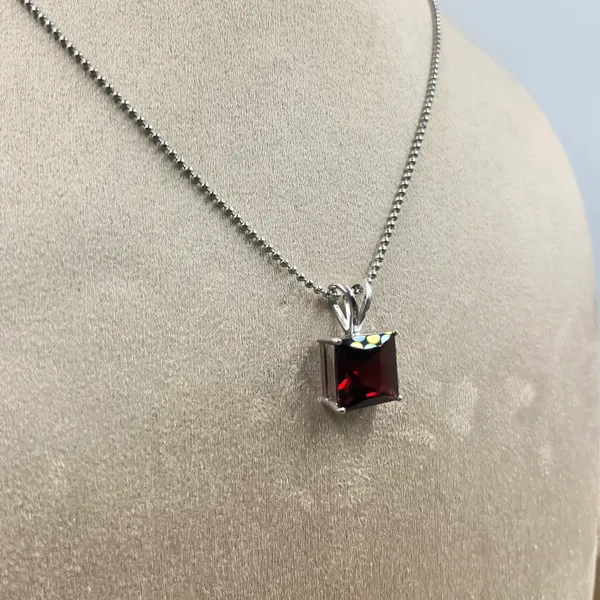 Handmade_Garnet_Pendant_Necklace,_925_Sterling_Silver,_12.7mm_Square_Cut_Red_Gemstone,_Minimalist_Solitaire_Jewelry