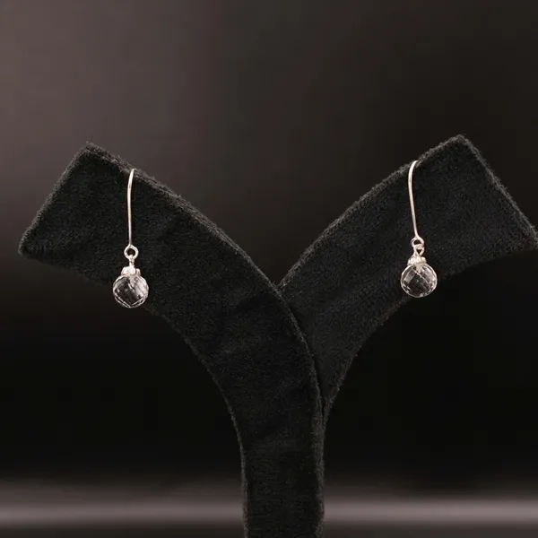 925_Sterling_Silver_Drop_Earrings,_8mm_Clear_Topaz_Gemstone,_Minimalist_Women's_Jewelry