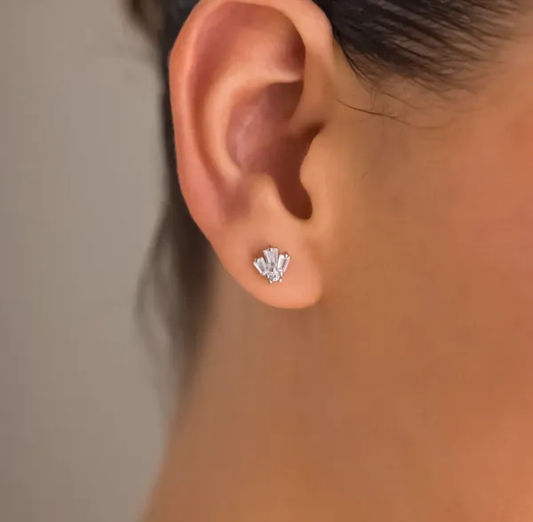 925_Sterling_Silver_Zircon_Stud_Earrings,_Geometric_Fan_Design_Earrings,_1.5x2.5mm_Baguette_Zircon,_Minimalist_Jewelry,_Gift_for_Her