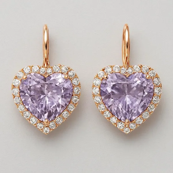 9mm_Pink_Amethyst_Heart_Halo_Drop_Earrings,_Sterling_Silver,_Rose_Gold_Plated