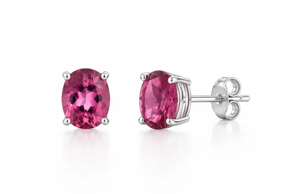 Pink_Tourmaline_Stud_Earrings,_925_Sterling_Silver_Oval_Gemstone_Earrings,_6x8mm_Dainty_October_Birthstone_Studs,_Gift_for_Her