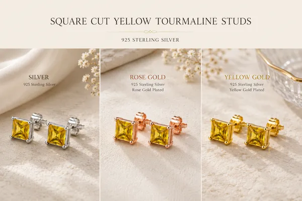 4mm_Yellow_Tourmaline_Square_Stud_Earrings,_Sterling_Silver_Princess_Cut_Gemstone_Studs,_Minimalist_Birthstone_Earrings,_Gift_for_Her