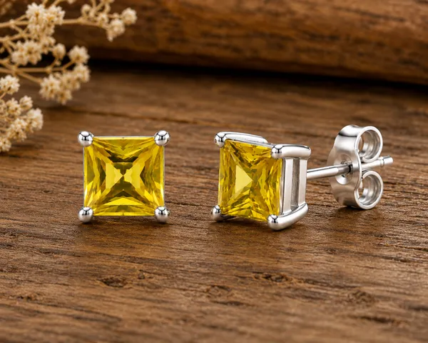 4mm_Yellow_Tourmaline_Square_Stud_Earrings,_Sterling_Silver_Princess_Cut_Gemstone_Studs,_Minimalist_Birthstone_Earrings,_Gift_for_Her