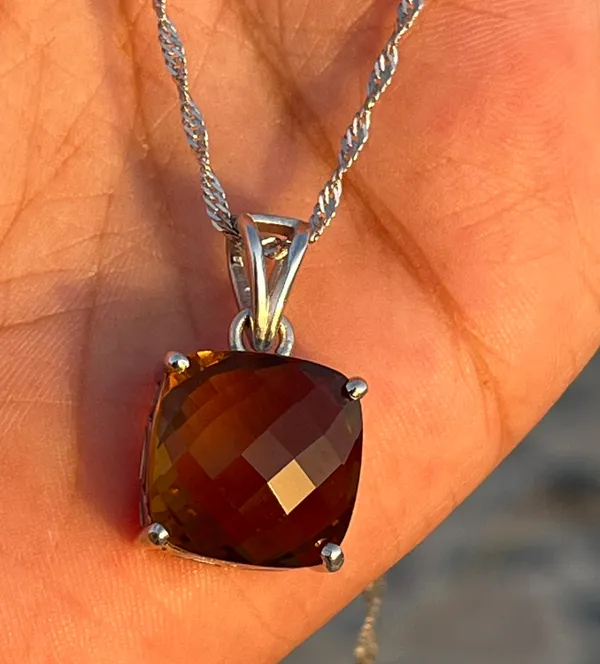 Handmade_Beer_Quartz_Cushion_Cut_Pendant_Necklace,_925_Sterling_Silver_14mm_Minimalist_Jewelry_Gift_for_her