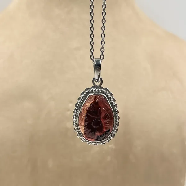 Natural_Tourmaline_Carved_Pendant_925_Sterling_Silver,_Handmade_Gemstone_Necklace,_Vintage_Style_Silver_Jewelry,_Gift_for_Her