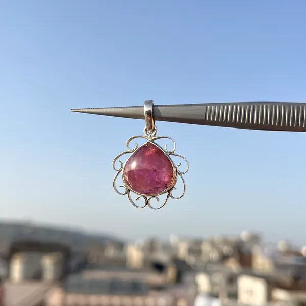 925_Sterling_Silver_Pink_Tourmaline_Pendant_Necklace,_Natural_Gemstone,_17x16mm_Handcrafted_Wire_Wrapped_Jewelry_Gift_for_Her