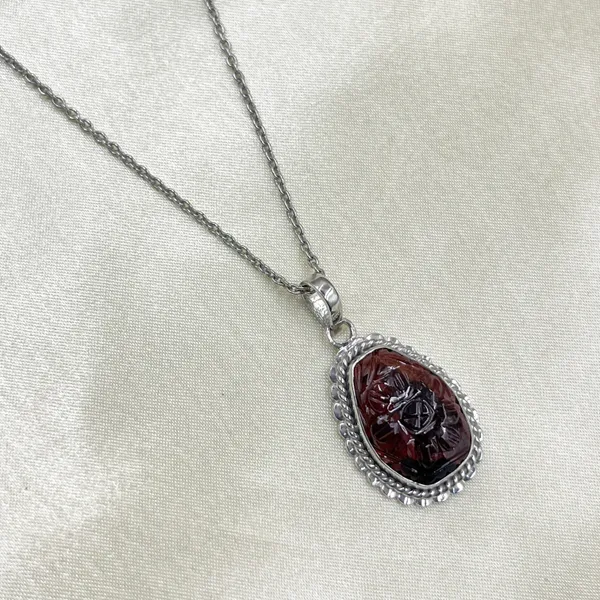 Natural_Tourmaline_Carved_Pendant_925_Sterling_Silver,_Handmade_Gemstone_Necklace,_Vintage_Style_Silver_Jewelry,_Gift_for_Her