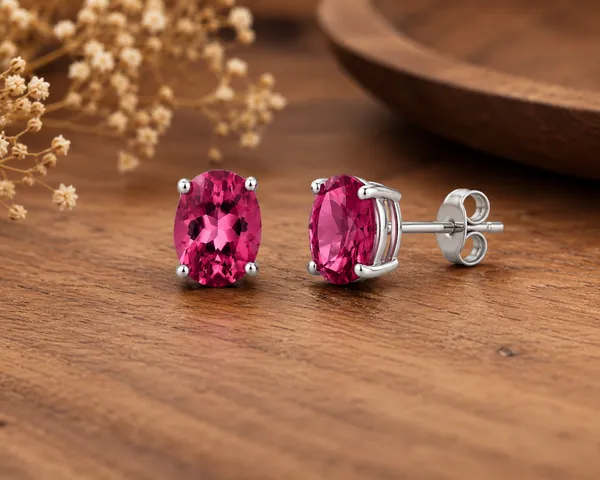 Pink_Tourmaline_Stud_Earrings,_925_Sterling_Silver_Oval_Gemstone_Earrings,_6x8mm_Dainty_October_Birthstone_Studs,_Gift_for_Her