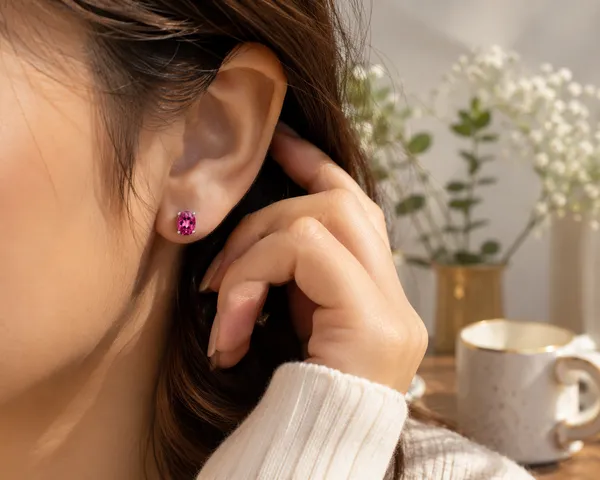 Pink_Tourmaline_Stud_Earrings,_925_Sterling_Silver_Oval_Gemstone_Earrings,_6x8mm_Dainty_October_Birthstone_Studs,_Gift_for_Her