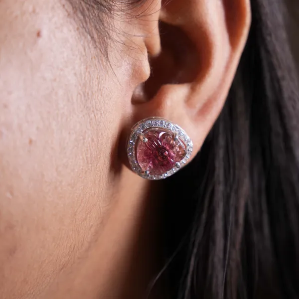 Pink_Tourmaline_Halo_Stud_Earrings,_925_Sterling_Silver,_Natural_Gemstone_Size_12x13mm_Jewelry