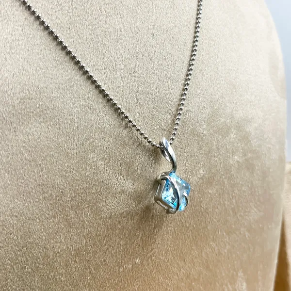 925_Sterling_Silver_Blue_Topaz_Pendant_Necklace,_Square_Cut_9.5mm_Gemstone,_Dainty_Minimalist_Jewelry_Gift_for_Mom