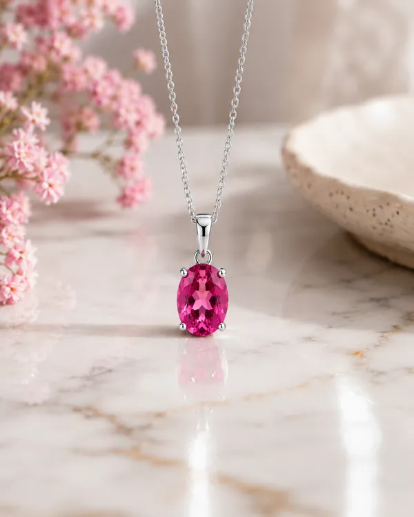 Pink_Tourmaline_Pendant_Necklace,_925_Sterling_Silver_4x6mm_Oval_Gemstone_Necklace,_Dainty_October_Birthstone_Jewelry,_Gift_for_Her