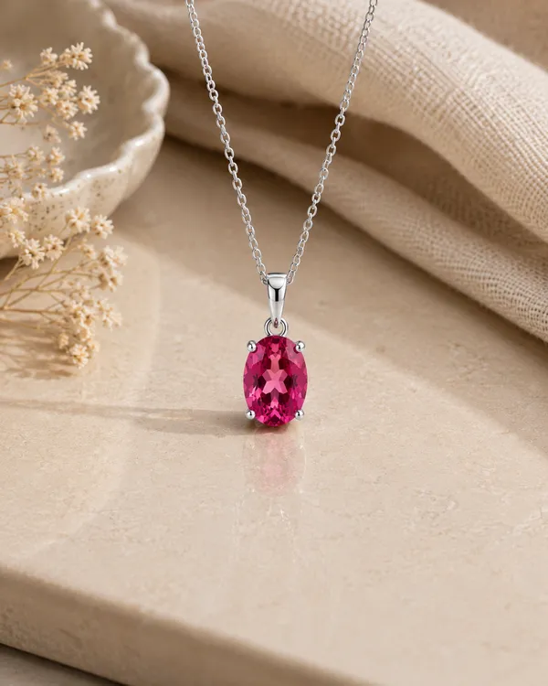 Pink_Tourmaline_Pendant_Necklace,_925_Sterling_Silver_4x6mm_Oval_Gemstone_Necklace,_Dainty_October_Birthstone_Jewelry,_Gift_for_Her