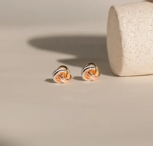 Tri_Color_Knot_Stud_Earrings,_925_Sterling_Silver,_Gold_Rose_Gold_Minimalist_Everyday_Wear