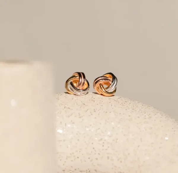 Tri_Color_Knot_Stud_Earrings,_925_Sterling_Silver,_Gold_Rose_Gold_Minimalist_Everyday_Wear