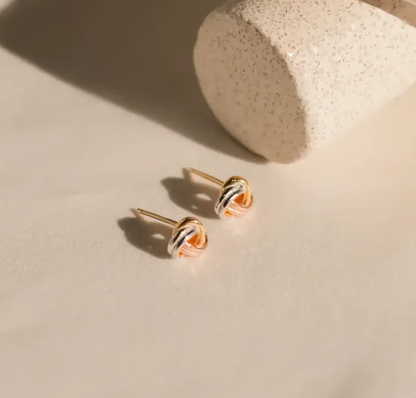 Tri_Color_Knot_Stud_Earrings,_925_Sterling_Silver,_Gold_Rose_Gold_Minimalist_Everyday_Wear