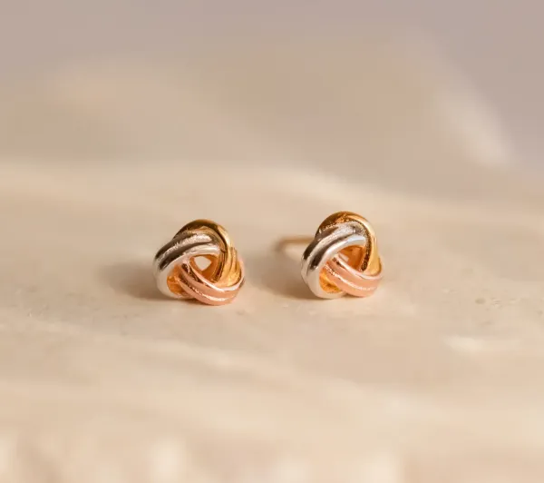 Tri_Color_Knot_Stud_Earrings,_925_Sterling_Silver,_Gold_Rose_Gold_Minimalist_Everyday_Wear