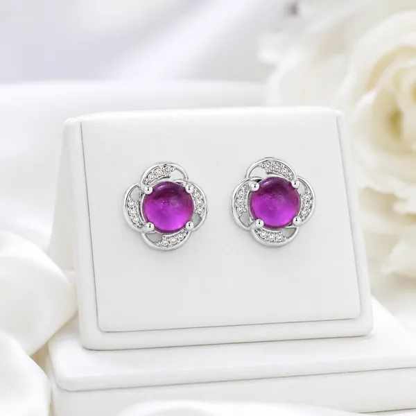 Pink_Tourmaline_Stud_Earrings_925_Sterling_Silver,_4mm_Round_Cabochon_Gemstone_Earrings,_October_Birthstone_Gift