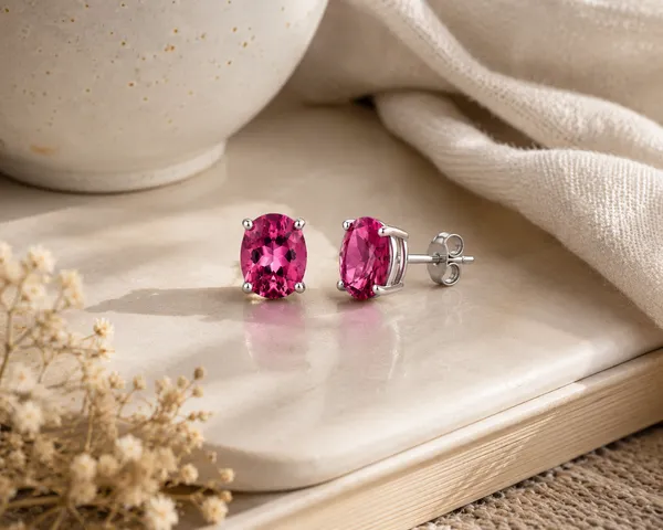 Pink_Tourmaline_Stud_Earrings,_925_Sterling_Silver_Oval_Gemstone_Earrings,_6x8mm_Dainty_October_Birthstone_Studs,_Gift_for_Her