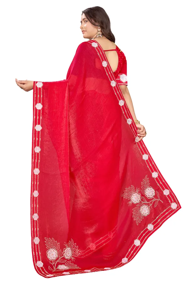 fandy_Fabric_Red_Colour_Saree_For_All_Family_Function_And_Marriage