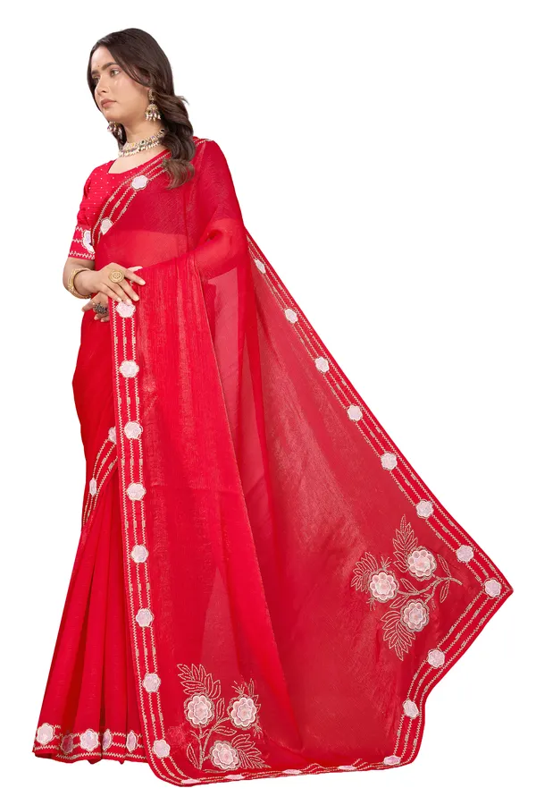 fandy_Fabric_Red_Colour_Saree_For_All_Family_Function_And_Marriage