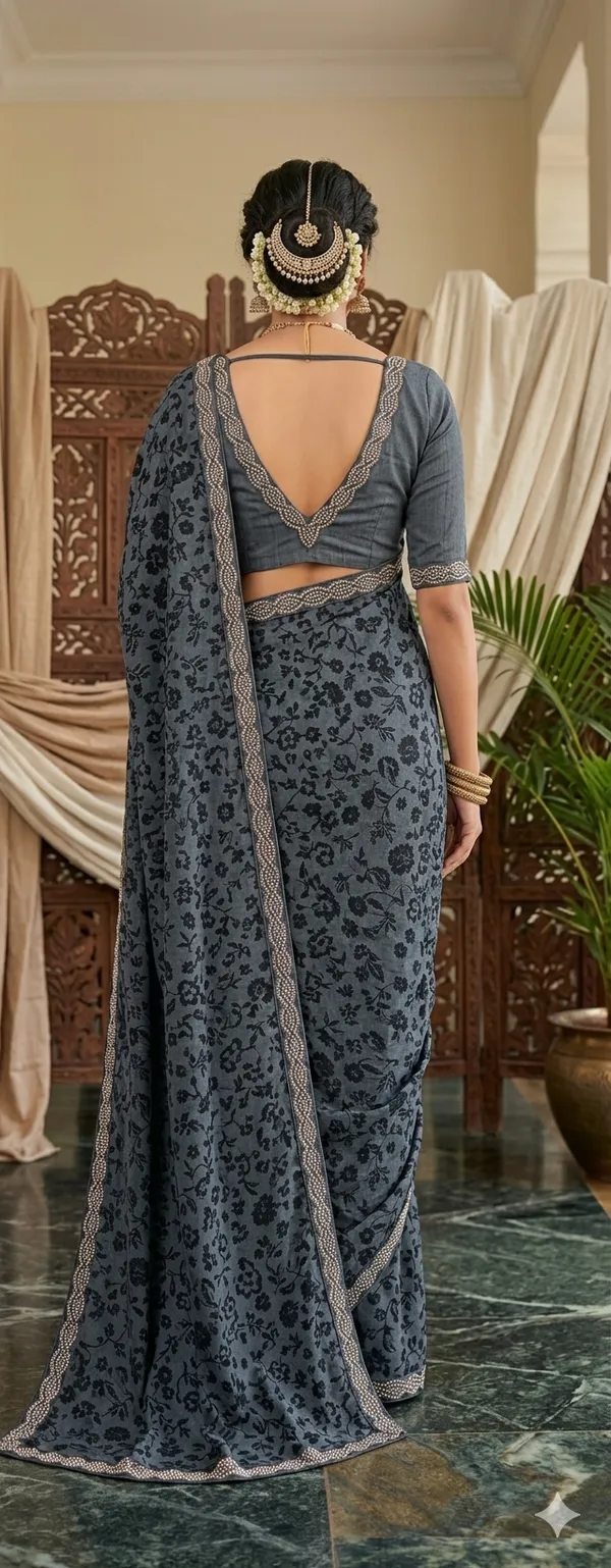 Grey_Pure_Georgette_saree_For_Women