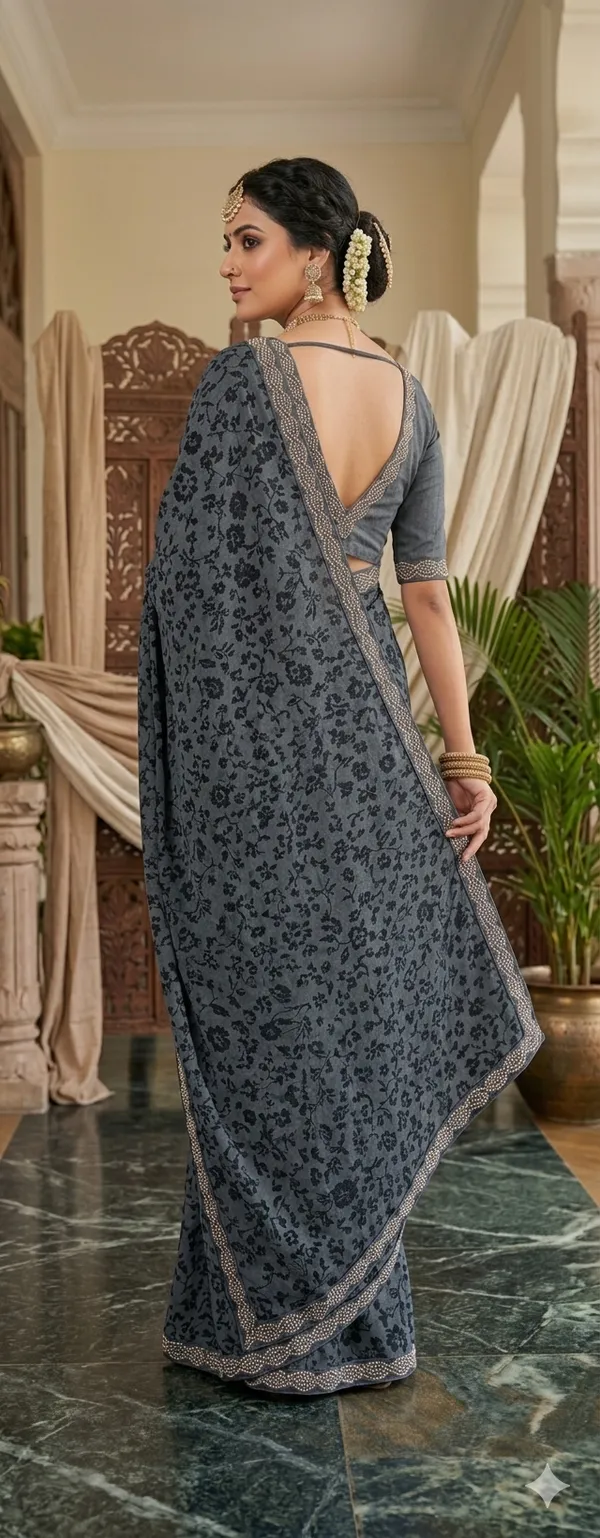 Grey_Pure_Georgette_saree_For_Women