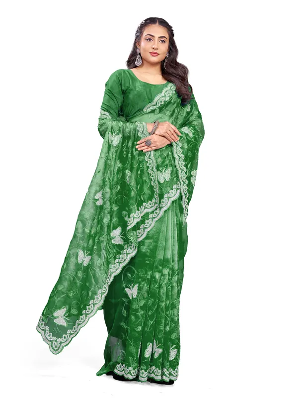Green_Mussam_And__Pure_Georgette_saree_For_Women