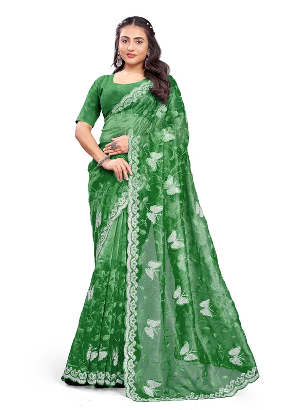 Green_Mussam_And__Pure_Georgette_saree_For_Women