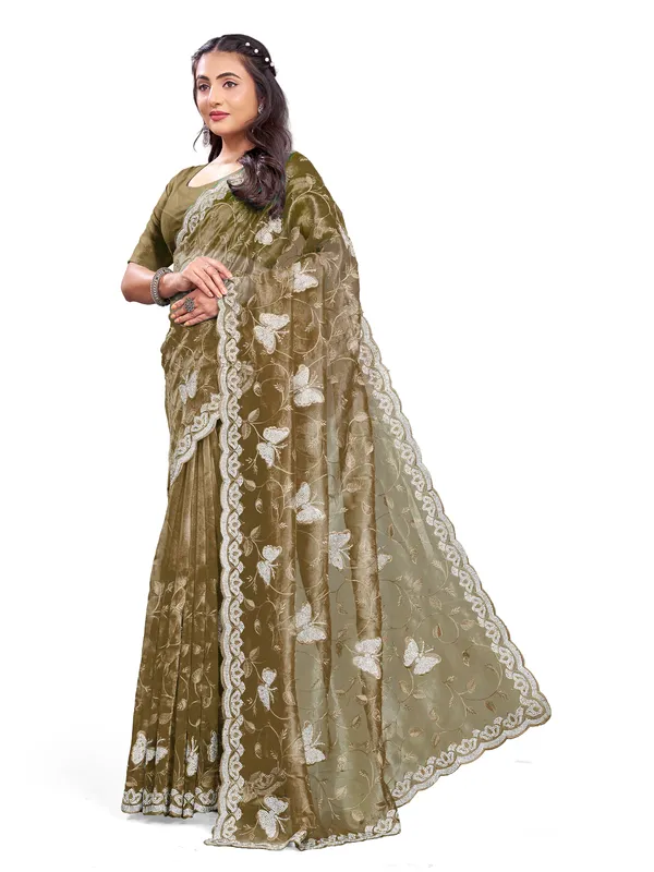 Brown_Mussam_And_Pure_Georgette_saree_For_Women
