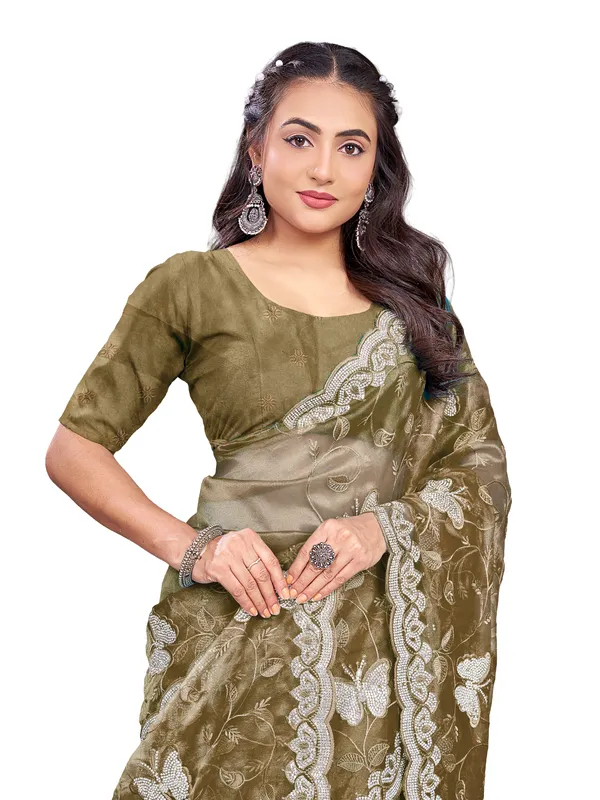 Brown_Mussam_And_Pure_Georgette_saree_For_Women