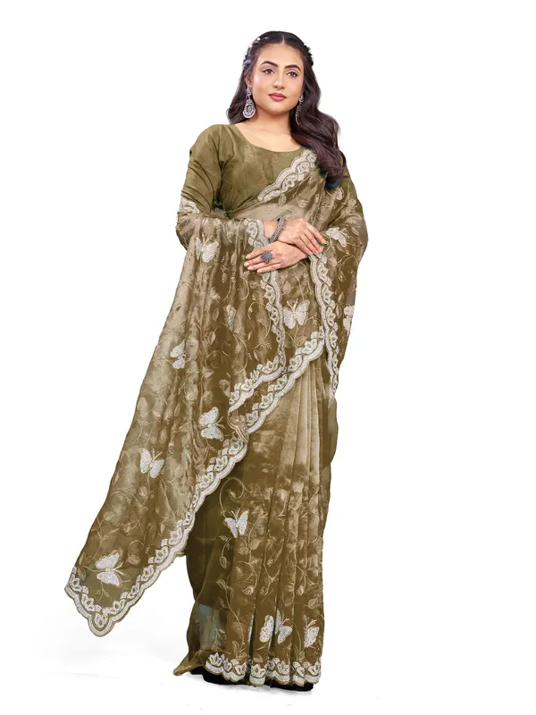 Brown_Mussam_And_Pure_Georgette_saree_For_Women