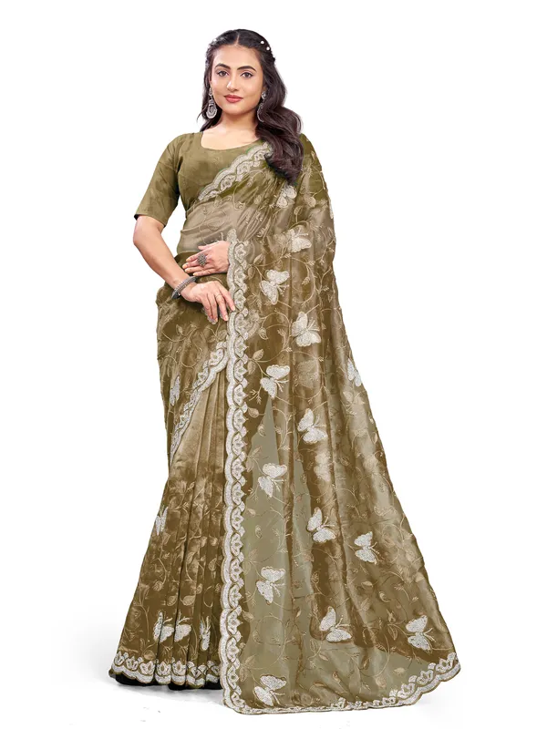 Brown_Mussam_And_Pure_Georgette_saree_For_Women