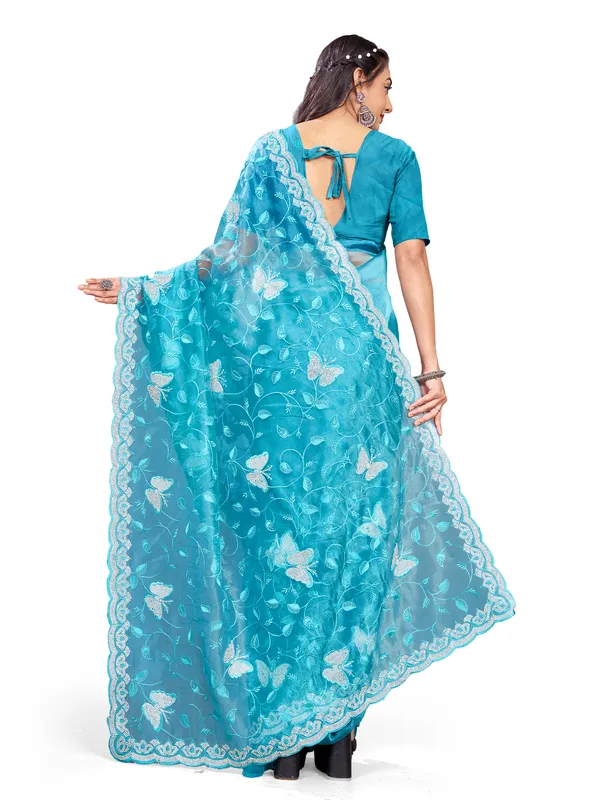 Sky_Blue_Mussam_And__Pure_Georgette_saree_For_Women