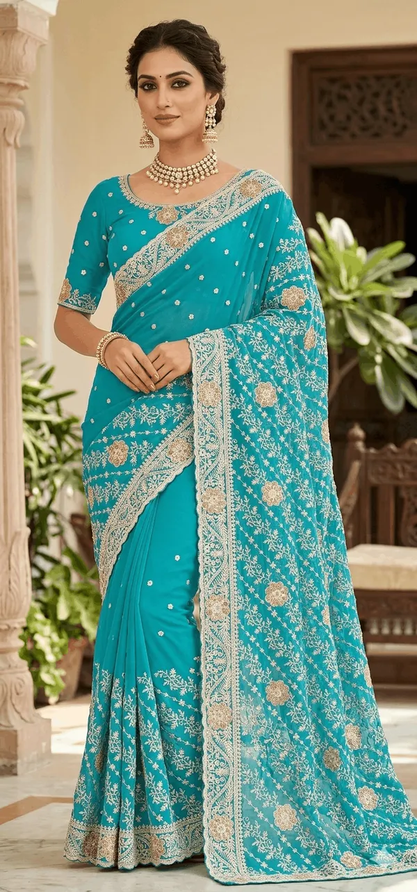 Blue_Pure_Georgette_saree_For_Women
