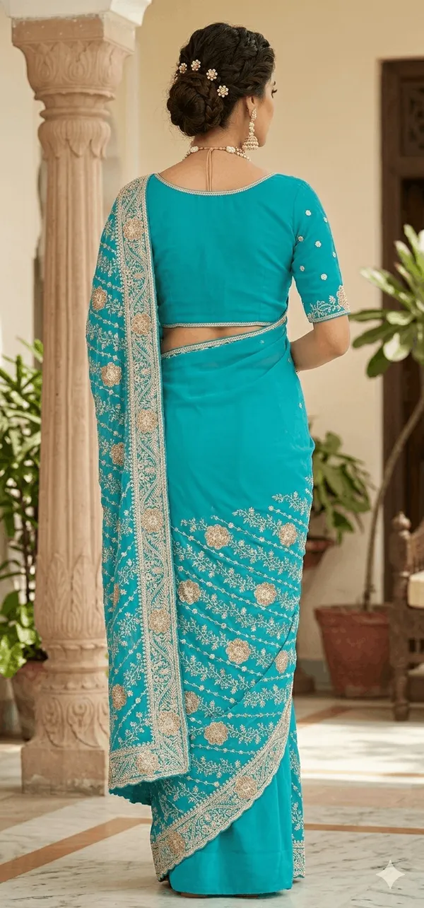 Blue_Pure_Georgette_saree_For_Women