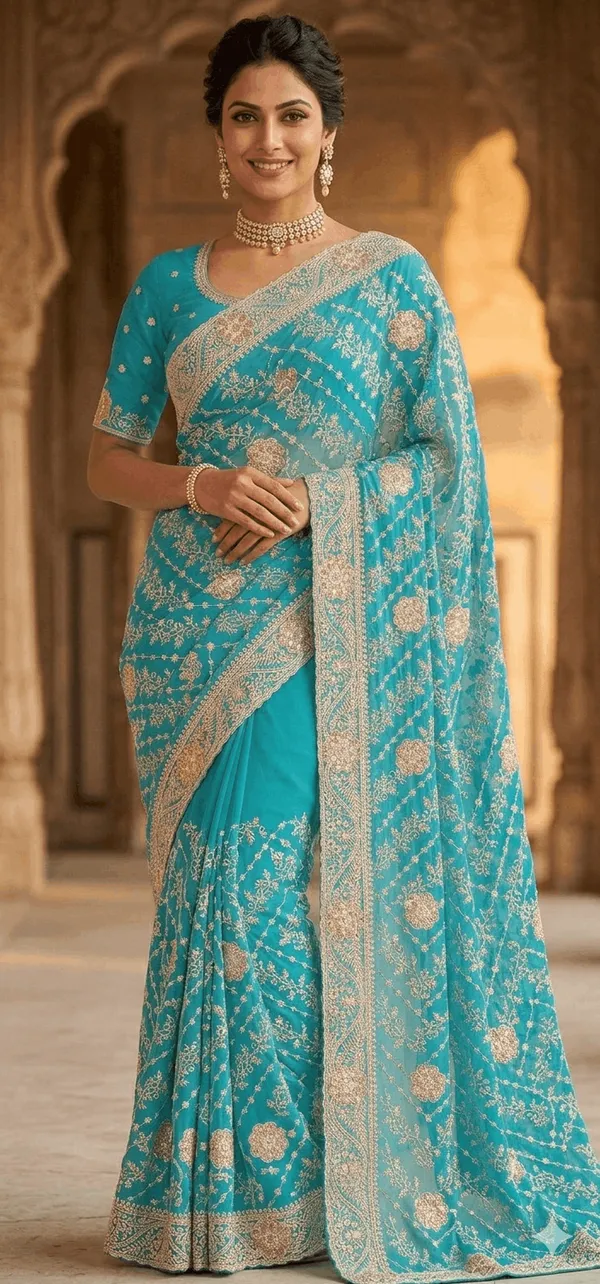 Blue_Pure_Georgette_saree_For_Women