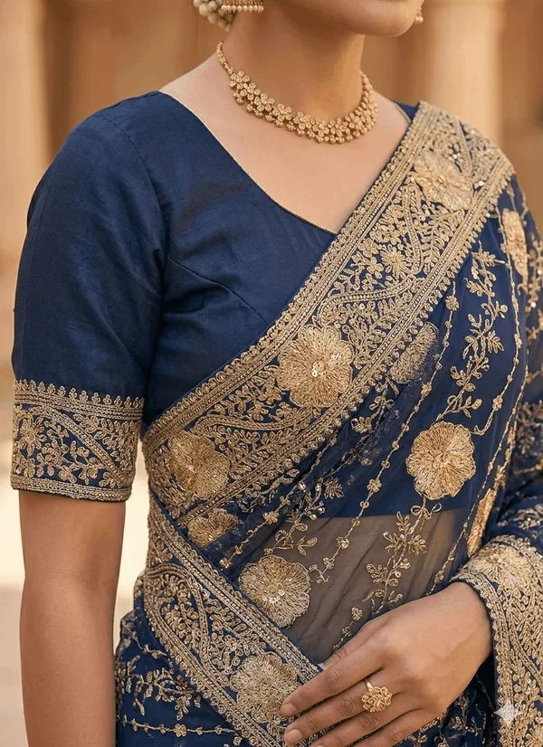 Navy_Blue_Pure_Georgette_saree_For_Women