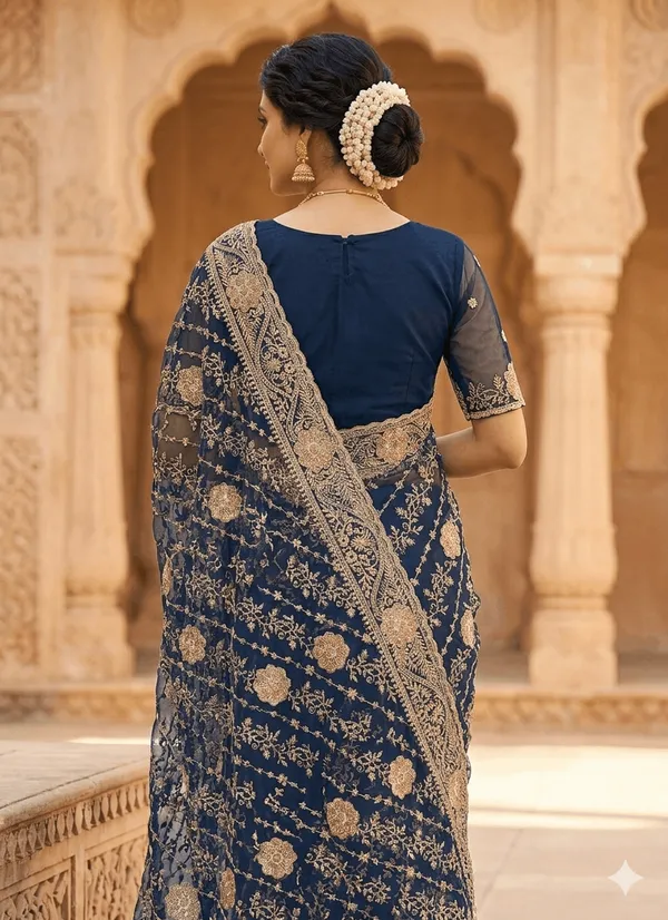 Navy_Blue_Pure_Georgette_saree_For_Women