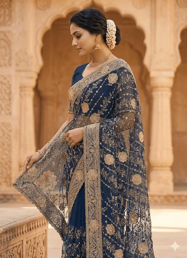 Navy_Blue_Pure_Georgette_saree_For_Women